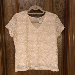 Worthington Petite Stretch V-Neck Cap Sleeve Top